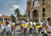 Concentração para o passeio ciclístico do padroeiro (27/09/15) | <strong>Crédito: </strong>Roni Lisboa / Pascom