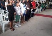 Bastimo das crianças Heitor, Josué e  Grasielle, na Matriz. | <strong>Crédito: </strong>Rosimery Rangel Fernandes, Pascom - 25/08/19