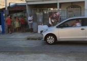 Fiéis registraram a passagem da peregrinação com as imagens do Sagrado Coração de Jesus, Nossa Senhora de Fátima e São José em 01/05/20. | <strong>Crédito: </strong>Enviado por paroquianos(as).